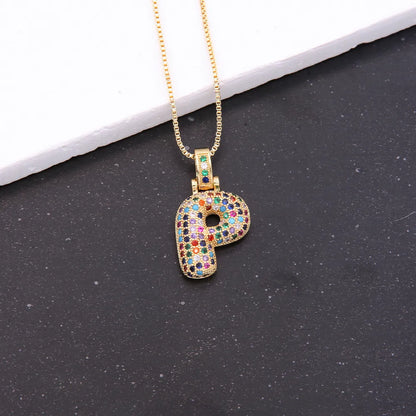 Novelty Letter Copper Plating Inlay Zircon 18k Gold Plated White Gold Plated Unisex Pendant Necklace