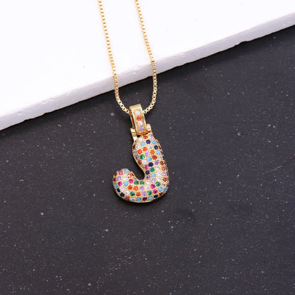 Novelty Letter Copper Plating Inlay Zircon 18k Gold Plated White Gold Plated Unisex Pendant Necklace