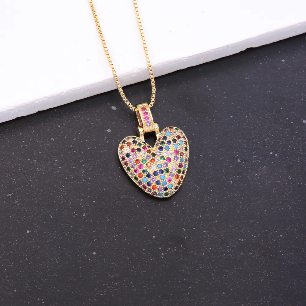 Novelty Letter Copper Plating Inlay Zircon 18k Gold Plated White Gold Plated Unisex Pendant Necklace