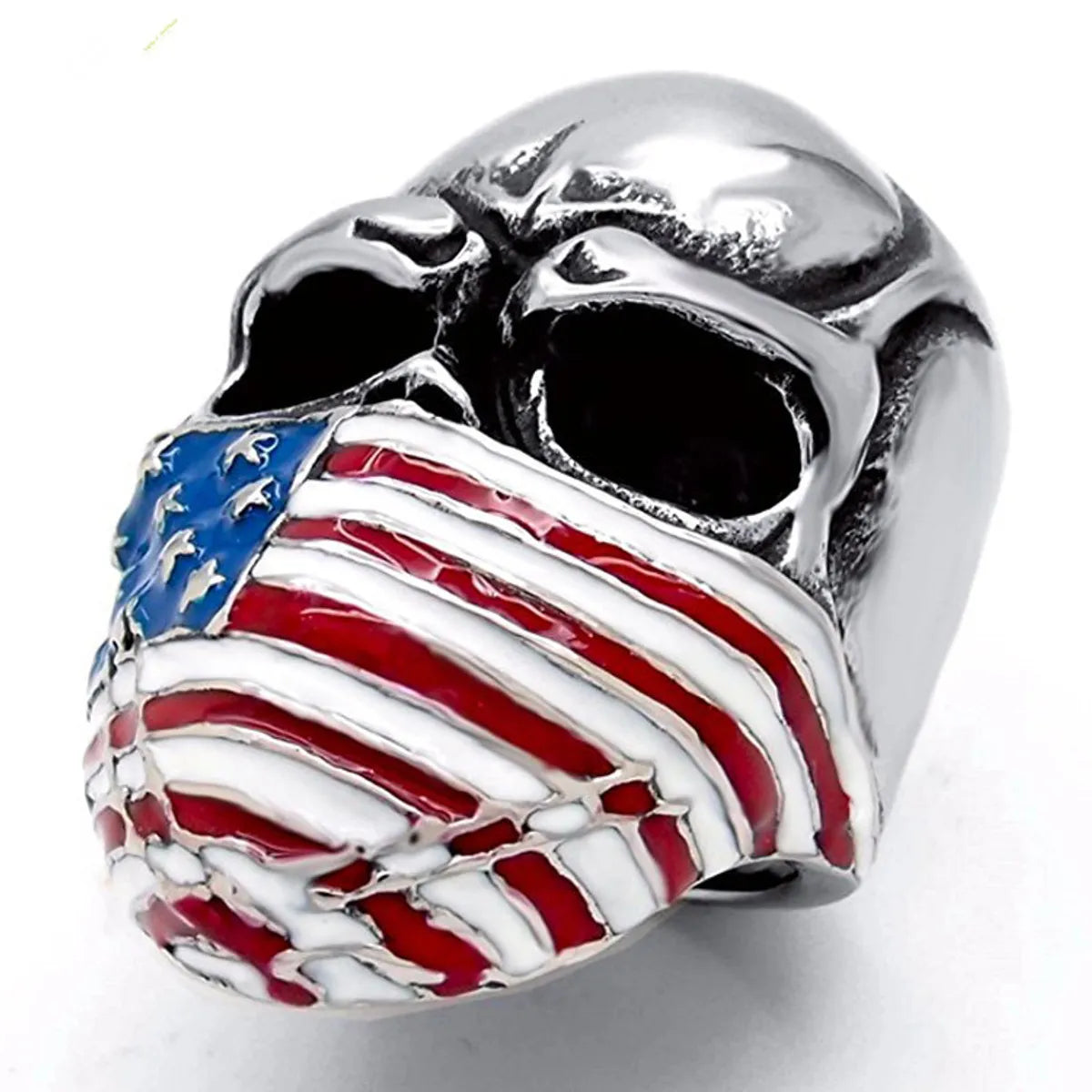 Novelty Modern Style Cool Style American Flag Skull Alloy Plating Independence Day American National Day Men'S Rings