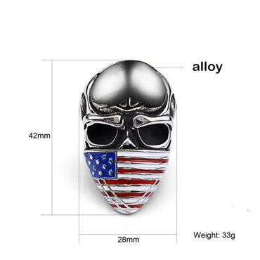 Novelty Modern Style Cool Style American Flag Skull Alloy Plating Independence Day American National Day Men'S Rings