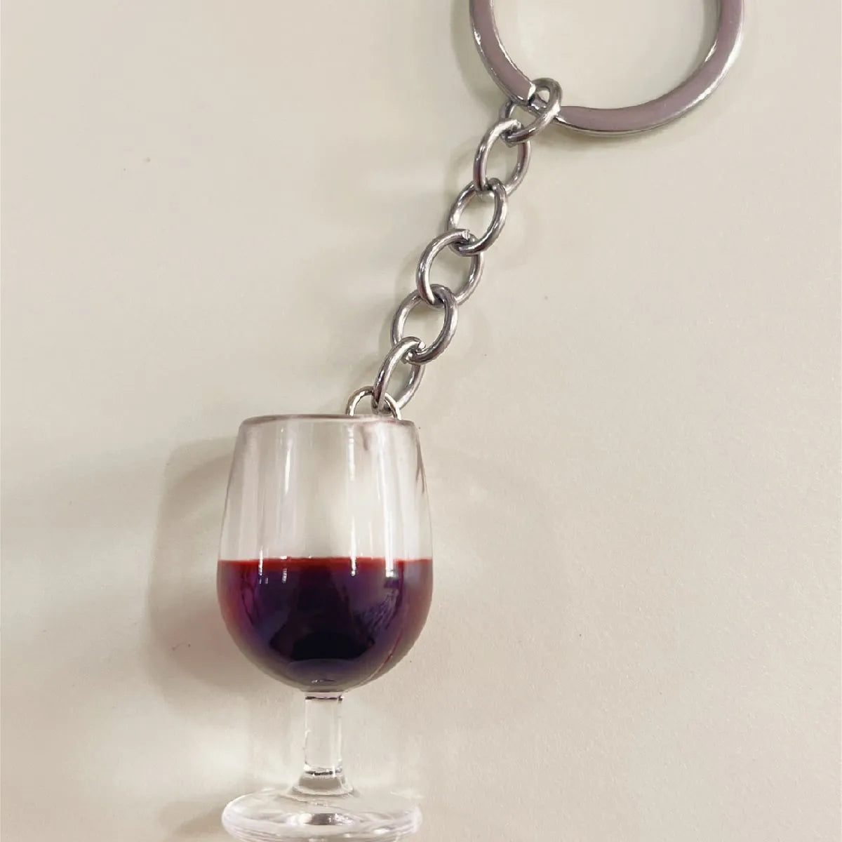 Novelty Simple Style Wine Glass Plastic Bag Pendant Keychain