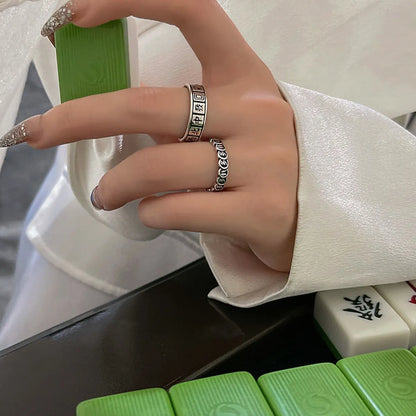 Novelty Simple Style Word Mahjong Alloy Plating Unisex Open Ring