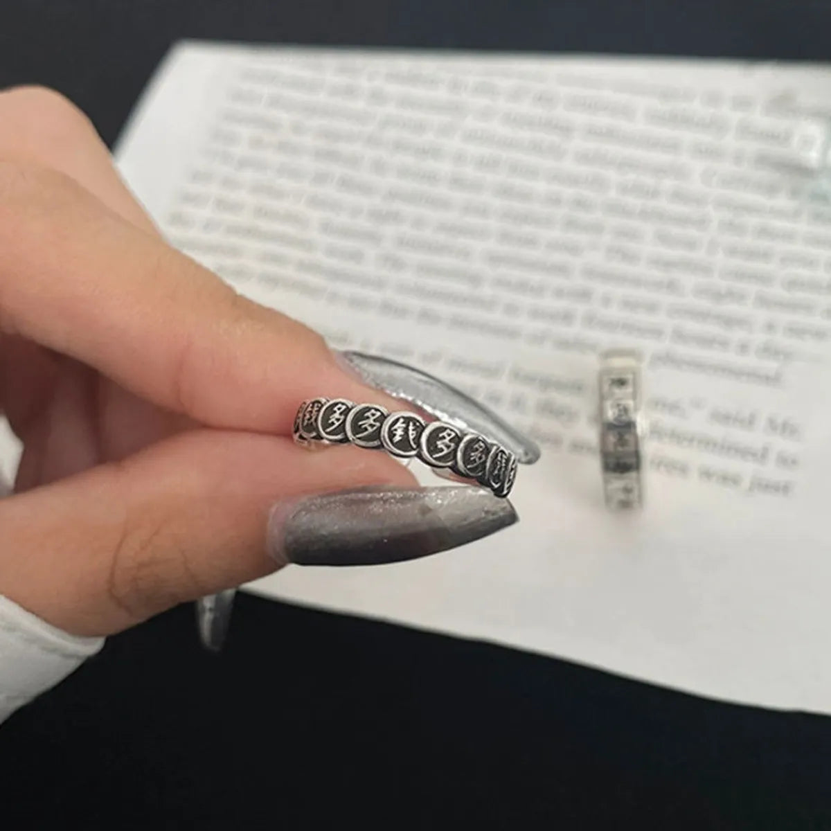 Novelty Simple Style Word Mahjong Alloy Plating Unisex Open Ring