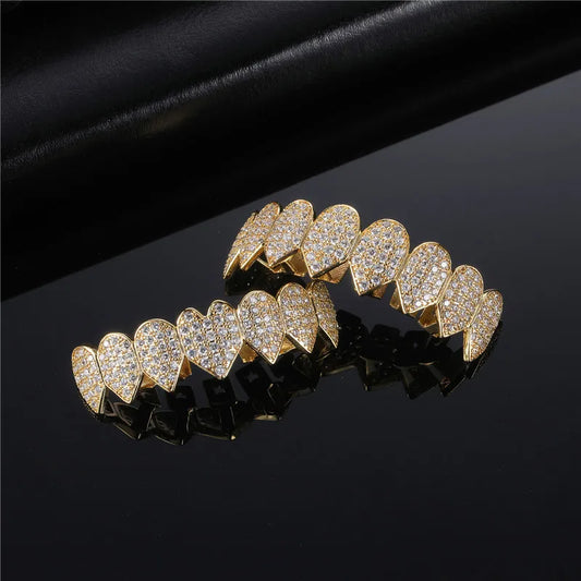 Novelty Solid Color Copper Inlay Zircon Tooth Socket