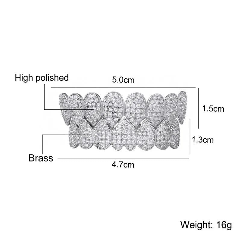 Novelty Solid Color Copper Inlay Zircon Tooth Socket