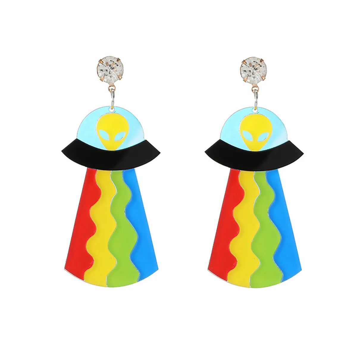 Novelty Spaceship Arylic Patchwork Women'S Drop Earrings 1 Pair