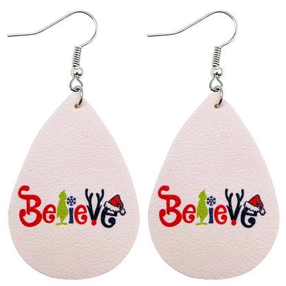 Novelty Water Droplets Pu Leather Women'S Earrings 1 Pair