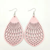 Novelty Water Droplets Wood Hollow Out Women'S Drop Earrings 1 Pair