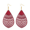 Novelty Water Droplets Wood Hollow Out Women'S Drop Earrings 1 Pair