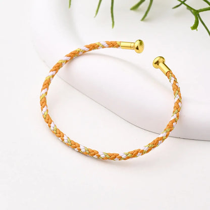 Nylon Copper 18K Gold Plated Handmade Plating Multicolor Simple Solid Color Adjustable Bracelet