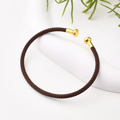 Nylon Copper 18K Gold Plated Handmade Plating Multicolor Simple Solid Color Adjustable Bracelet