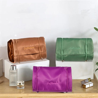 Portable Nylon Solid Color Retro Style Makeup Bag