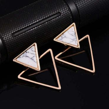 Occident Alloy Inlaid Precious Stones Earrings ( Triangle ) Nhbq0153