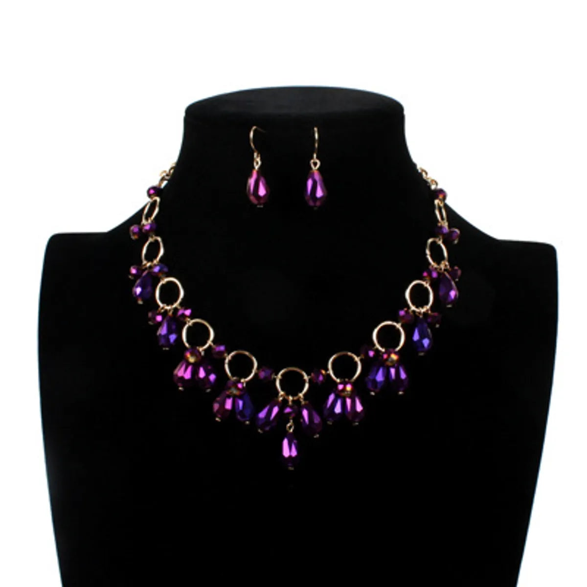 Occident And The United States Glass  Necklace (purple)  Nhct0104-purple