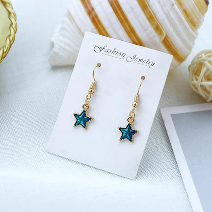 Ocean Blue Ins Wind Moon Cosmic Earrings Nhsd156850