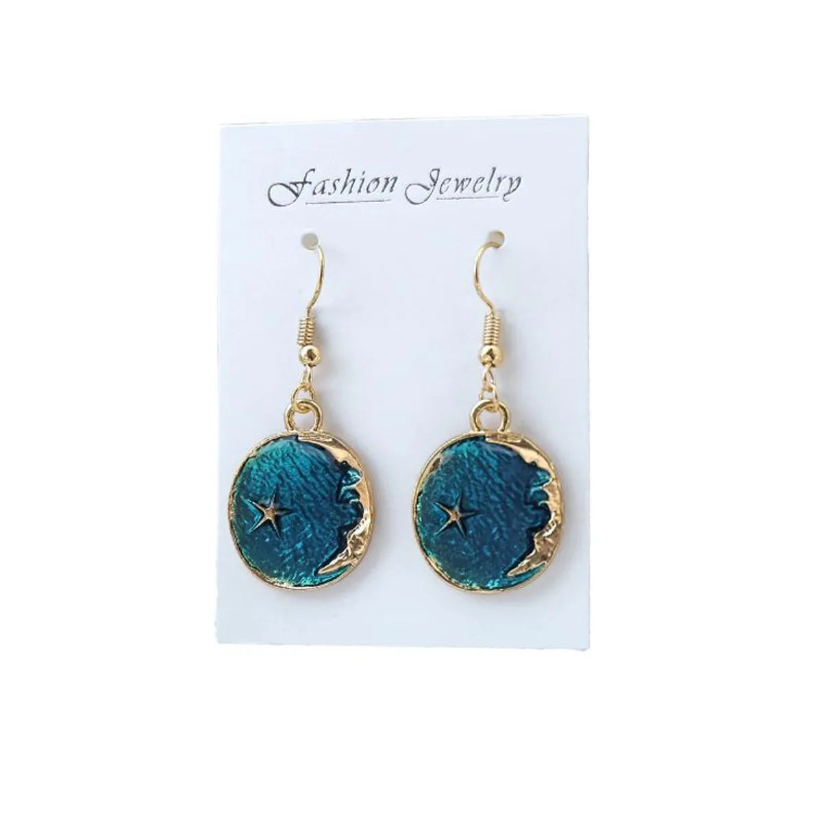 Ocean Blue Ins Wind Moon Cosmic Earrings Nhsd156850