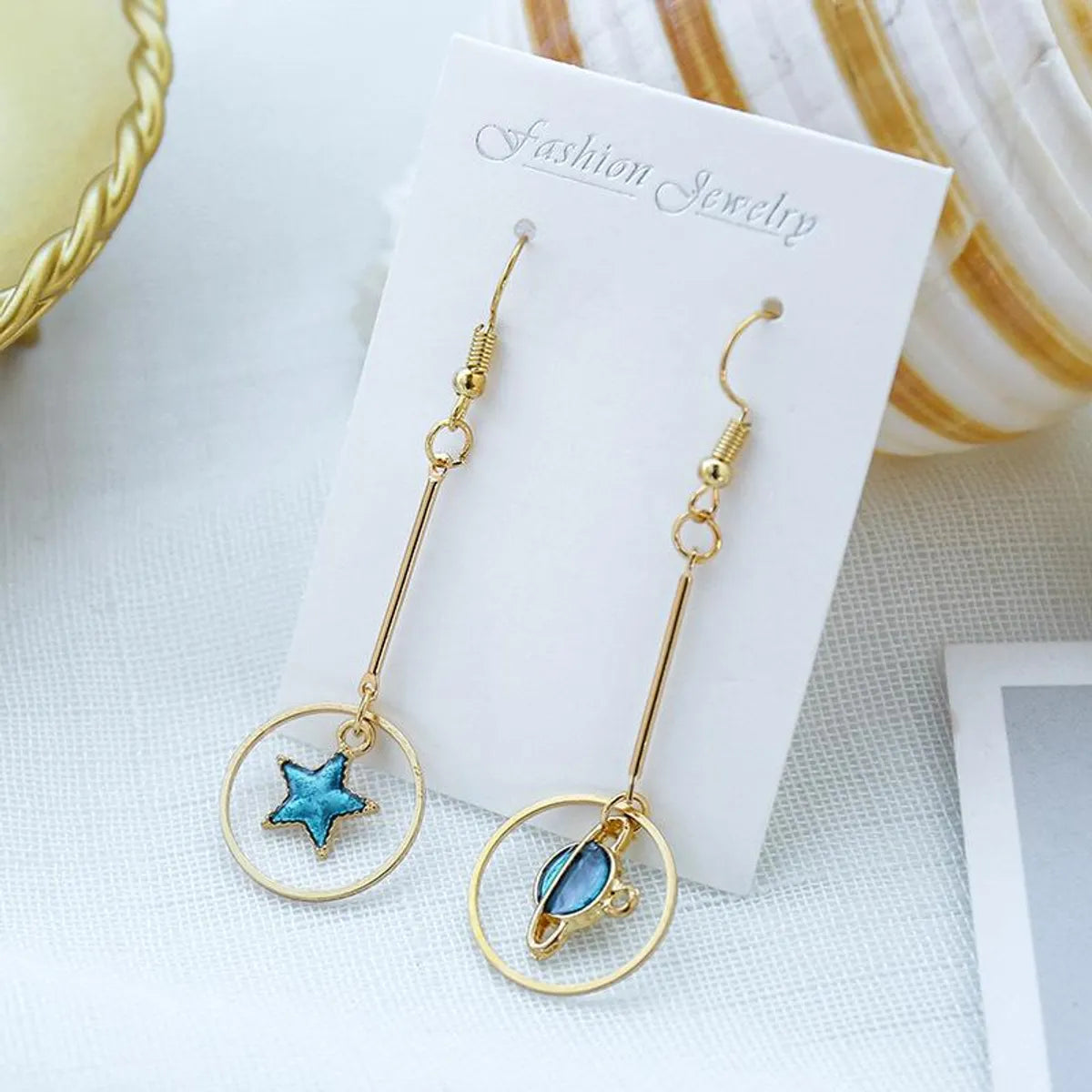 Ocean Blue Ins Wind Moon Cosmic Earrings Nhsd156850