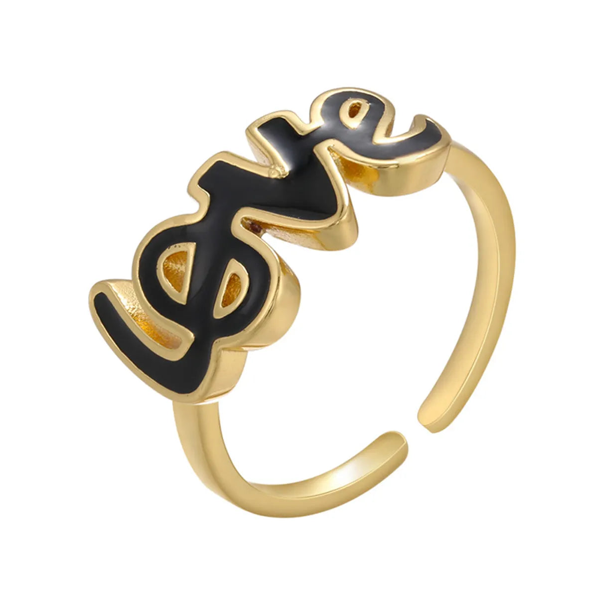 Oil Dripping Simple Letter Color Copper Ring Retention Plating