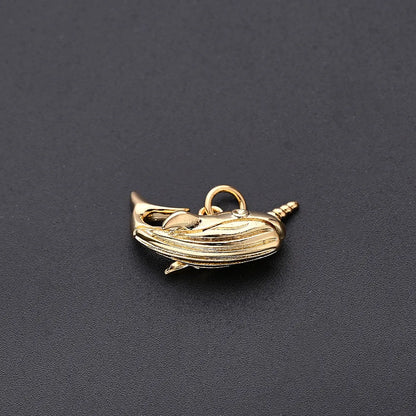 One Pack 19*9mm Hole 3~3.9mm Copper Gold Plated Whale Polished Pendant