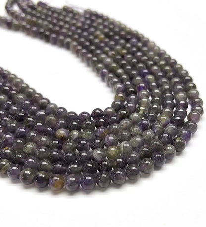 One Pack Diameter 7 Mm Diameter 8mm Hole 1~1.9mm Beaded Crystal Amethyst  Round Polished Beads