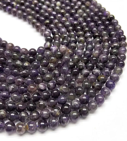 One Pack Diameter 7 Mm Diameter 8mm Hole 1~1.9mm Beaded Crystal Amethyst  Round Polished Beads