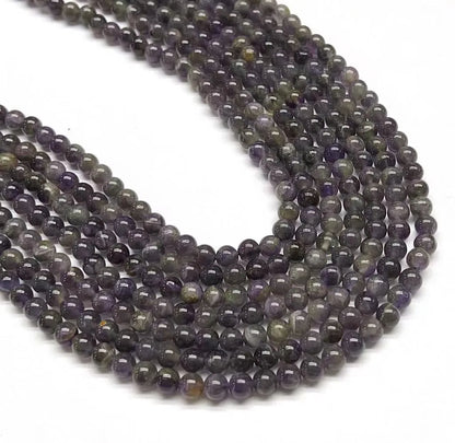 One Pack Diameter 7 Mm Diameter 8mm Hole 1~1.9mm Beaded Crystal Amethyst  Round Polished Beads