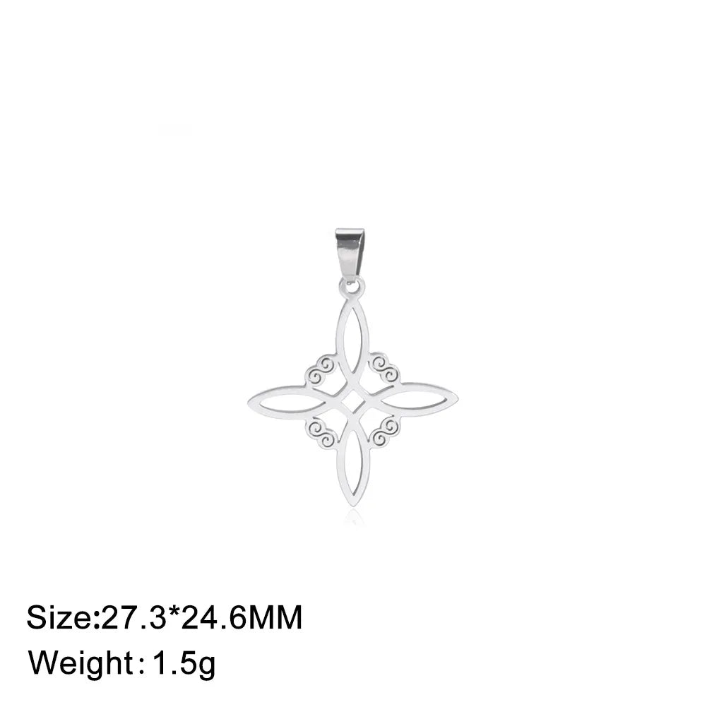 One Piece Dropshipping Titanium Steel Cut 18k Real Gold Plating Non-Fading Witch Knot Hollow Shape Stainless Steel Pendant