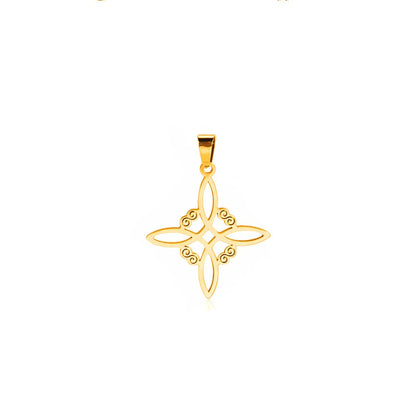 One Piece Dropshipping Titanium Steel Cut 18k Real Gold Plating Non-Fading Witch Knot Hollow Shape Stainless Steel Pendant