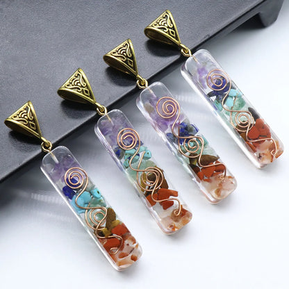 Orgonite Chakela Necklace Crystal Semi-Precious Stone Gravel Meditation Seven Chakra Pendant