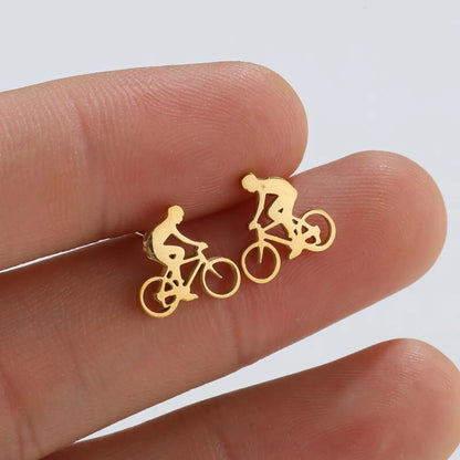 Original Design Bicycle Titanium Steel Ear Studs Plating No Inlaid Stainless Steel Earrings