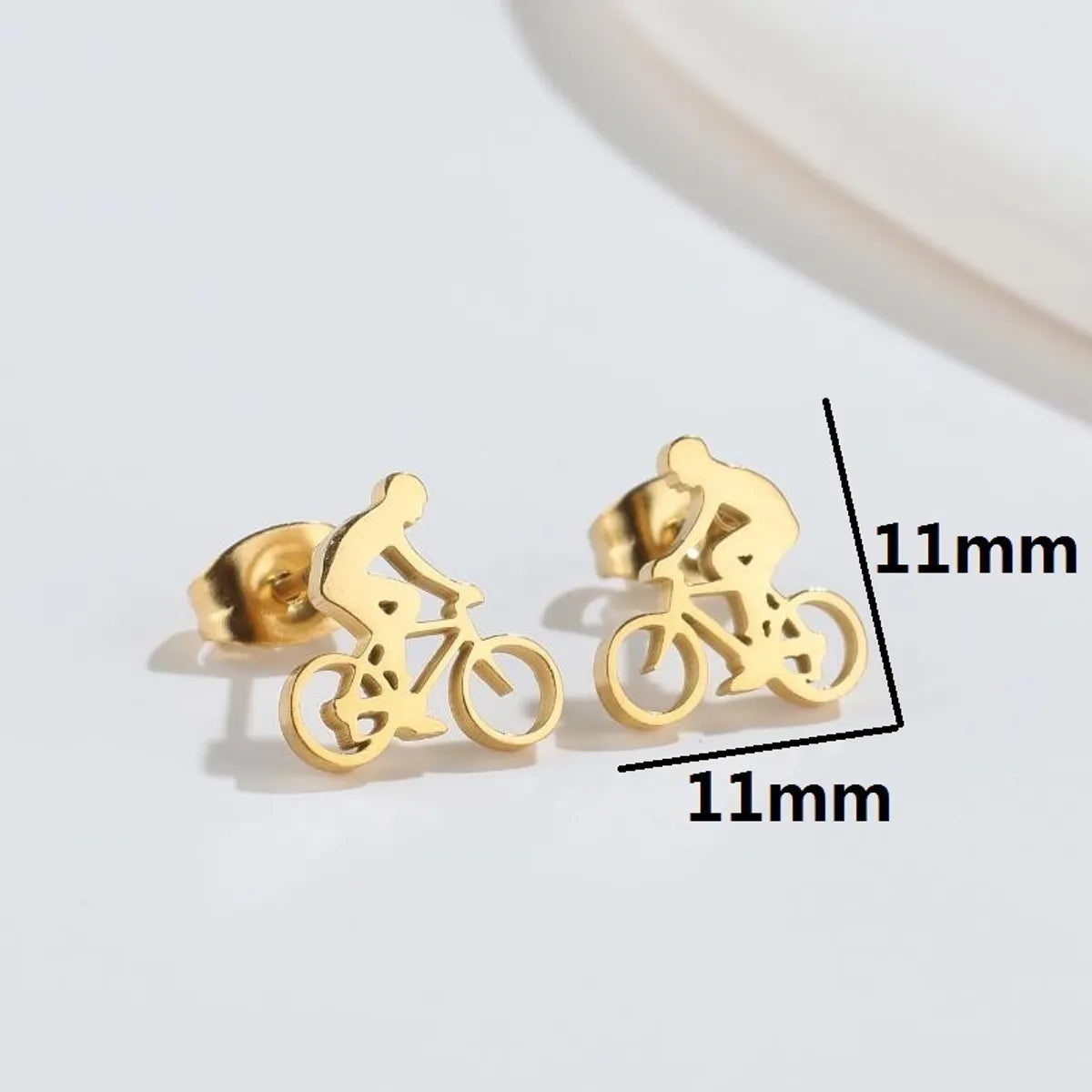 Original Design Bicycle Titanium Steel Ear Studs Plating No Inlaid Stainless Steel Earrings