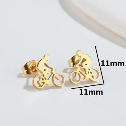 Original Design Bicycle Titanium Steel Ear Studs Plating No Inlaid Stainless Steel Earrings