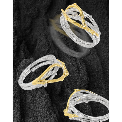 Original Design Geometric Sterling Silver Plating 18k Gold Plated Open Rings