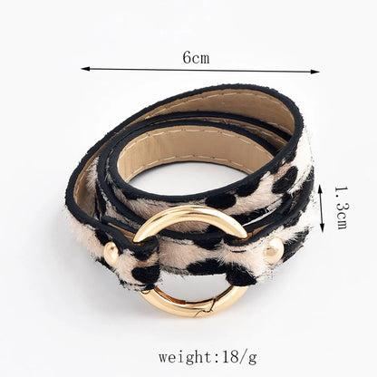 Original Design Leopard Pu Leather Plating Women's Wristband