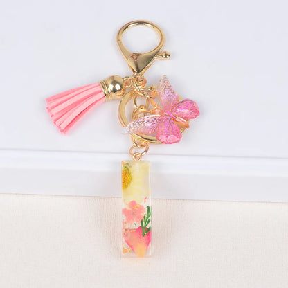 Original Design Letter Butterfly Plastic Epoxy Flowers Bag Pendant Keychain