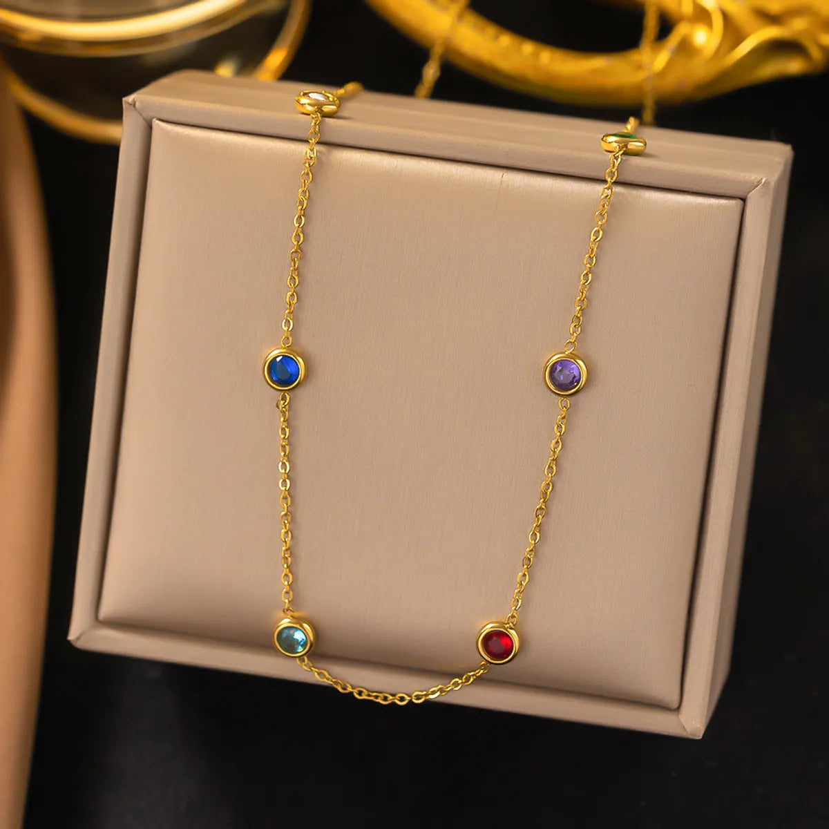 Original Design Multicolor Titanium Steel Plating 18k Gold Plated Necklace