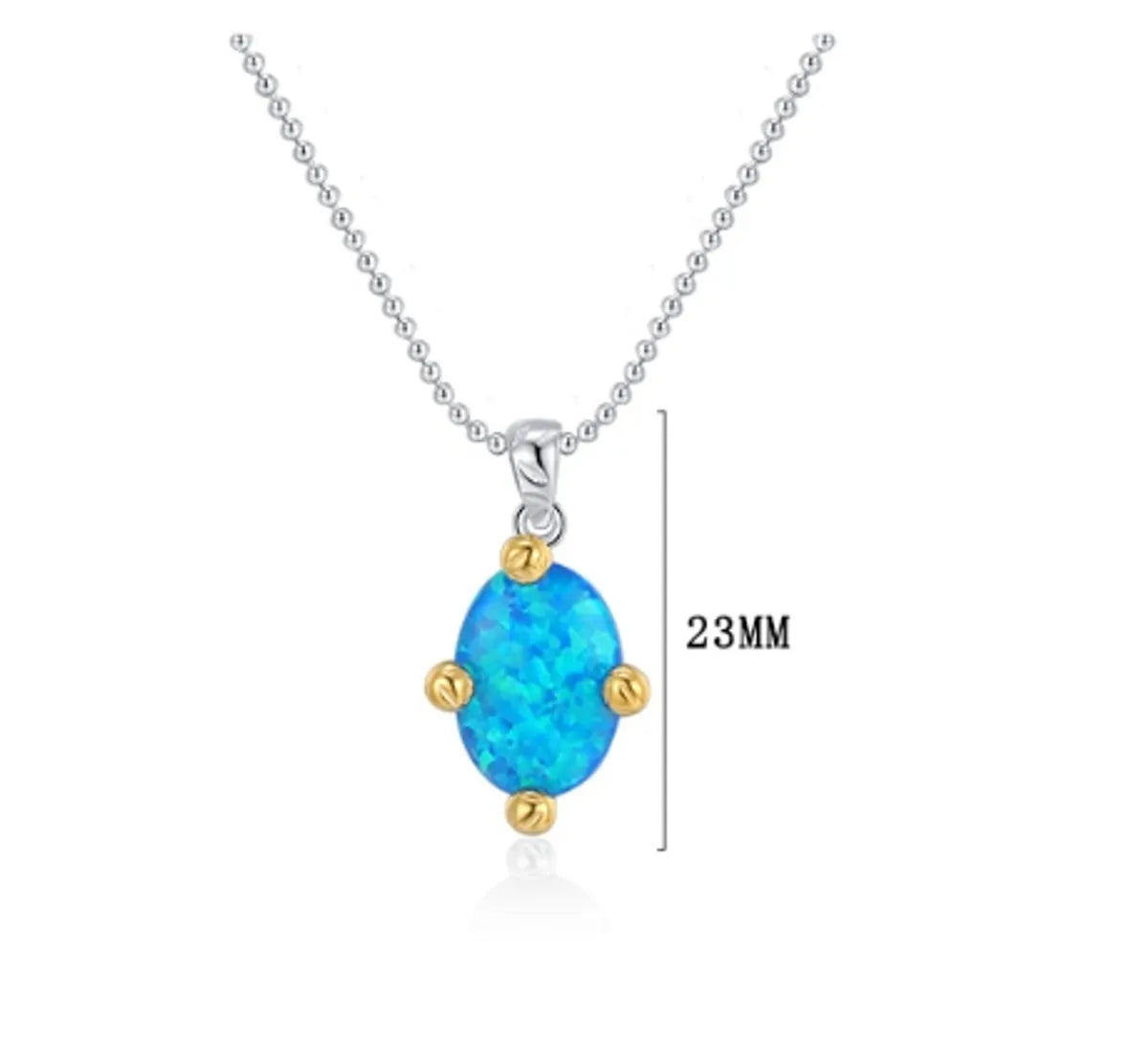 Original Design Oval Sterling Silver Plating Inlay Artificial Gemstones White Gold Plated Pendant Necklace