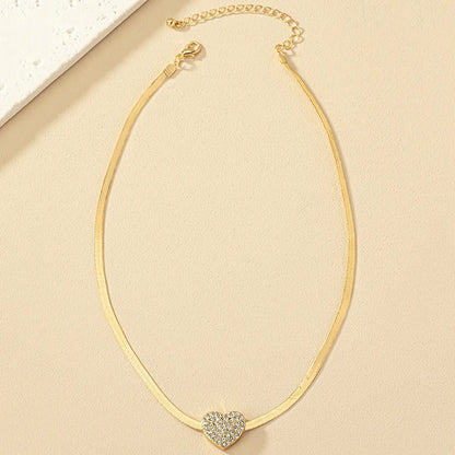 Original Design Retro Streetwear Heart Shape Alloy Plating Inlay Rhinestones Women's Pendant Necklace