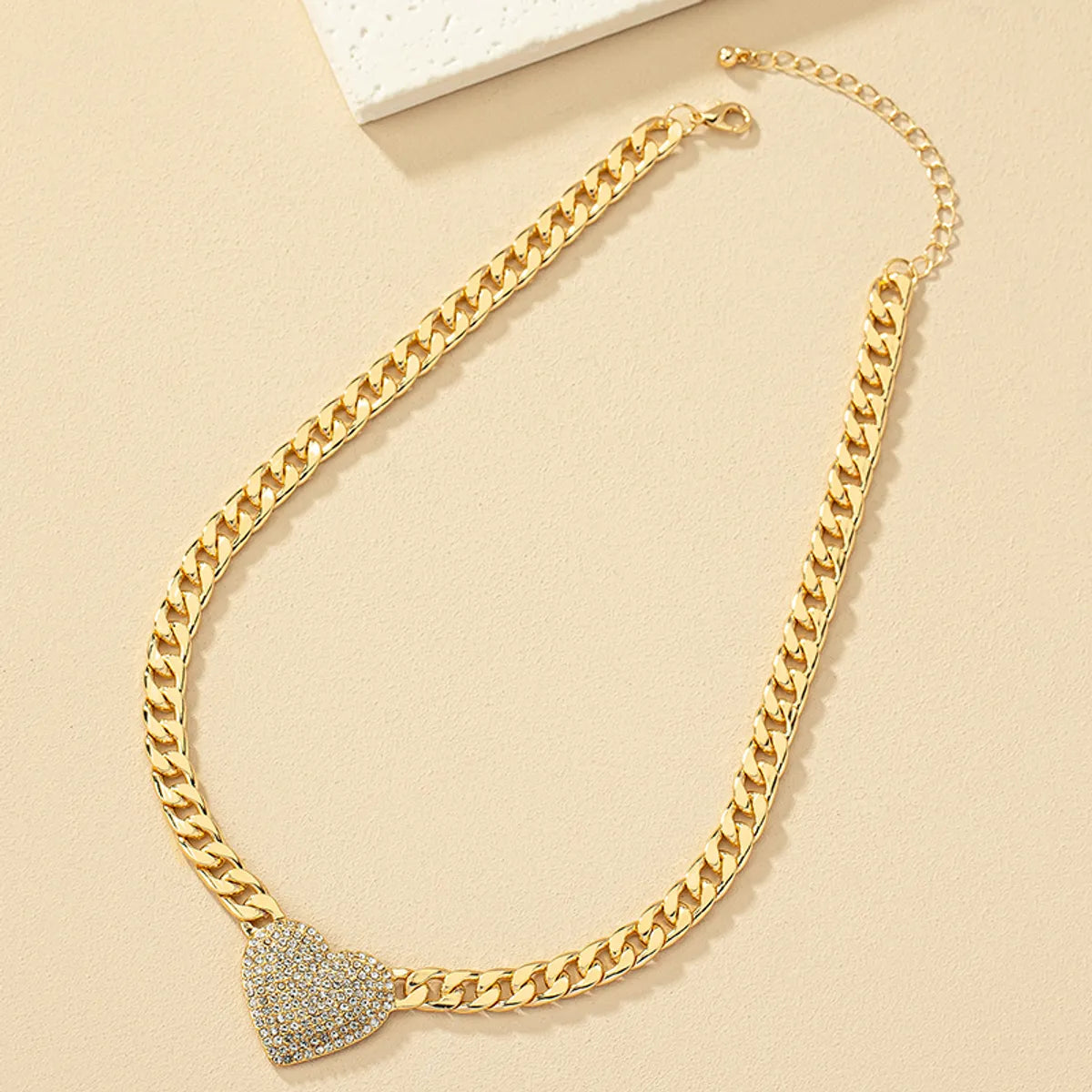 Original Design Retro Streetwear Heart Shape Alloy Plating Inlay Rhinestones Women's Pendant Necklace