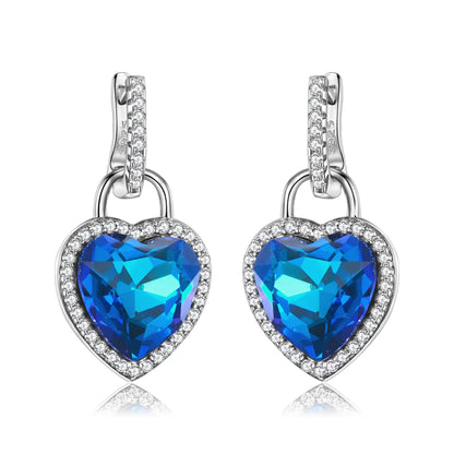 Original Design Romantic Simple Style Heart Shape Sterling Silver Inlay Zircon Women's Earrings Necklace