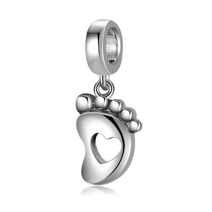 Original Design Simple Style Heart Shape Footprint Whale Sterling Silver Inlay Zircon Jewelry Accessories