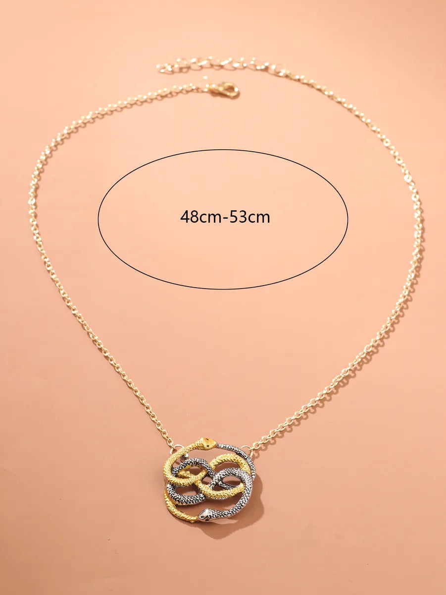 Original Design Snake Alloy Hollow Out 14k Gold Plated Couple Pendant Necklace