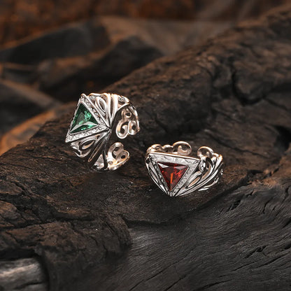 Original Design Triangle Sterling Silver Inlay Zircon Women'S Open Rings