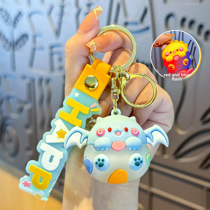 Original Dinosaur Egg Baby Cartoon Keychain Female Cute Doll Student Schoolbag Hanging Doll Machine Pendant Gift