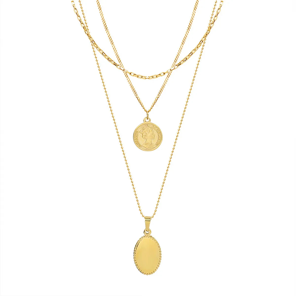 Oval Pendant Multi-layered Necklace