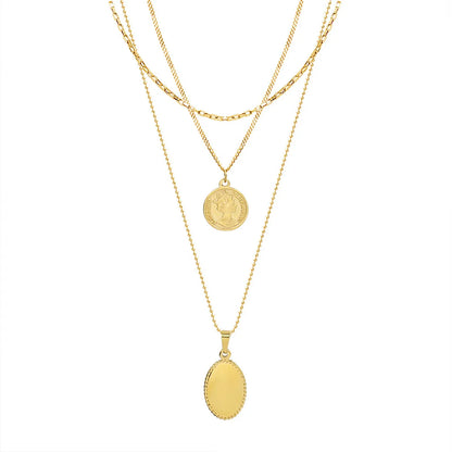 Oval Pendant Multi-layered Necklace