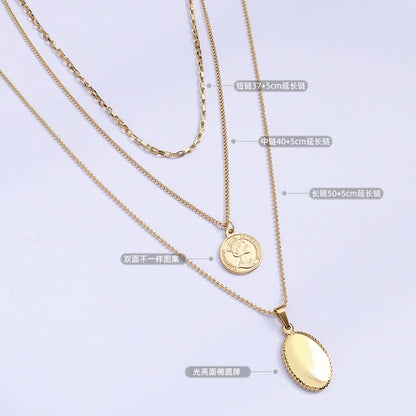 Oval Pendant Multi-layered Necklace