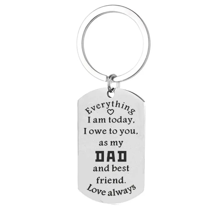 Parents Christmas Gift Stainless Steel Lettering Everything Today I Owe... Keychain