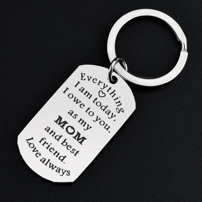 Parents Christmas Gift Stainless Steel Lettering Everything Today I Owe... Keychain